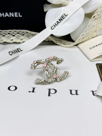 [Panda Jewelry]26C Pink-White Enamel Ice Cream Cone Double C Brooch