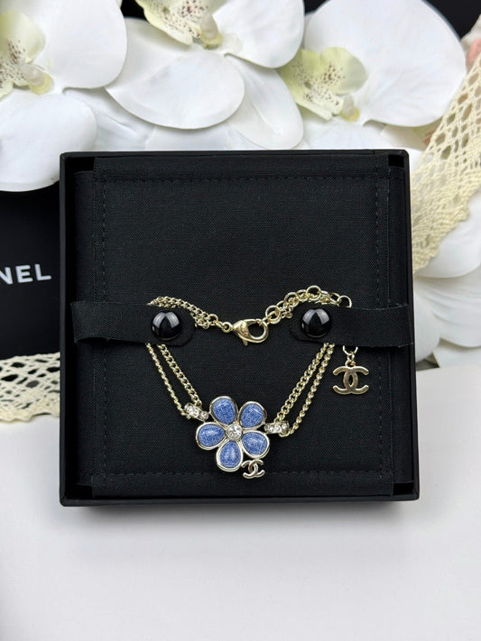 [Panda Jewelry]VOLTE New Blue Floral Double-Layer Bracelet