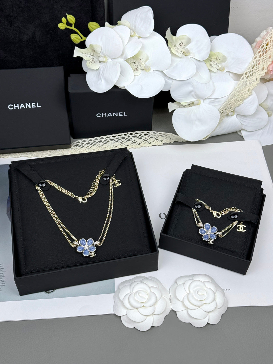 [Panda Jewelry]VOLTE New Blue Floral Double-Layer Bracelet