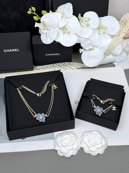 [Panda Jewelry]VOLTE New Blue Floral Double-Layer Bracelet