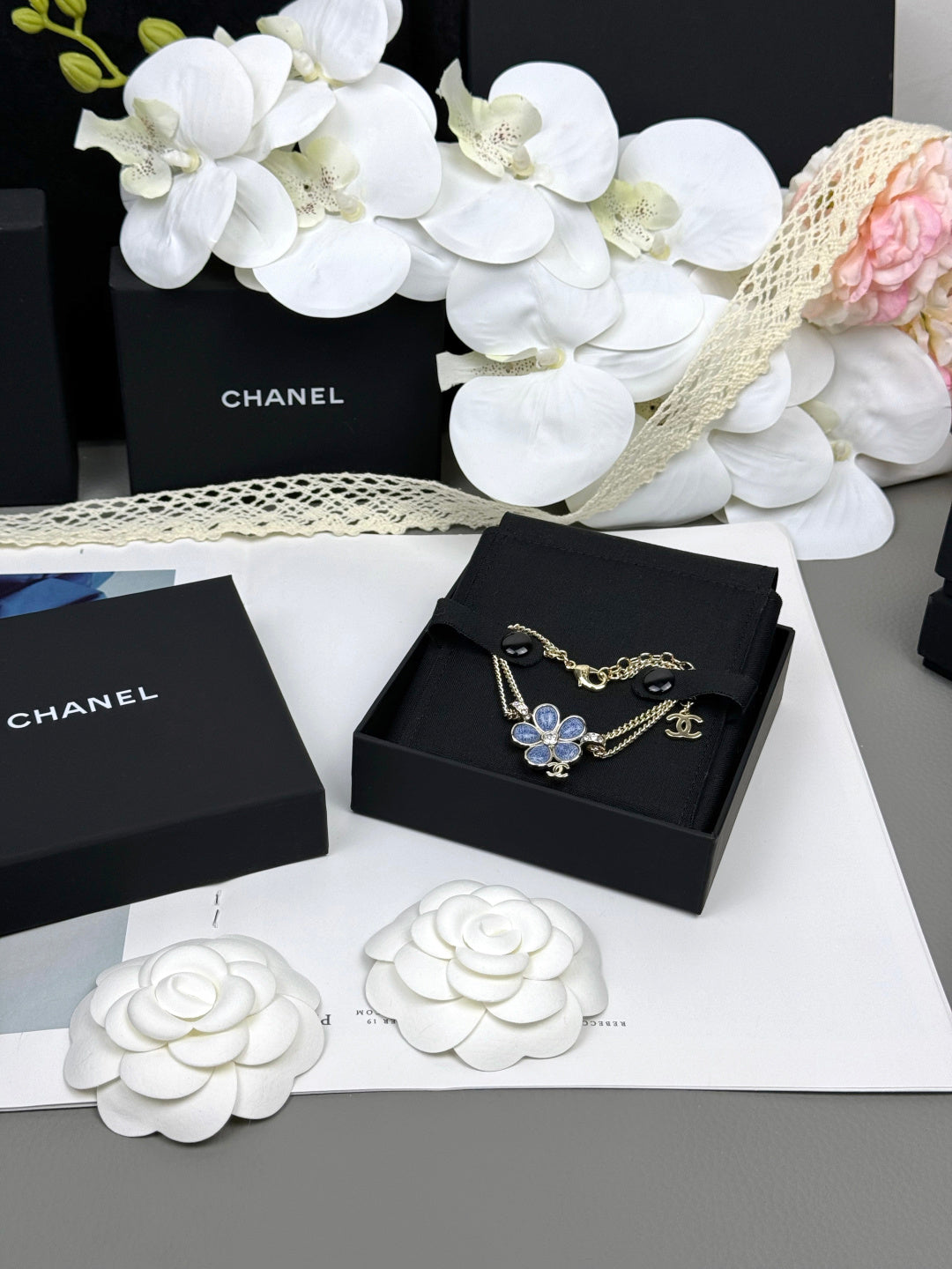 [Panda Jewelry]VOLTE New Blue Floral Double-Layer Bracelet