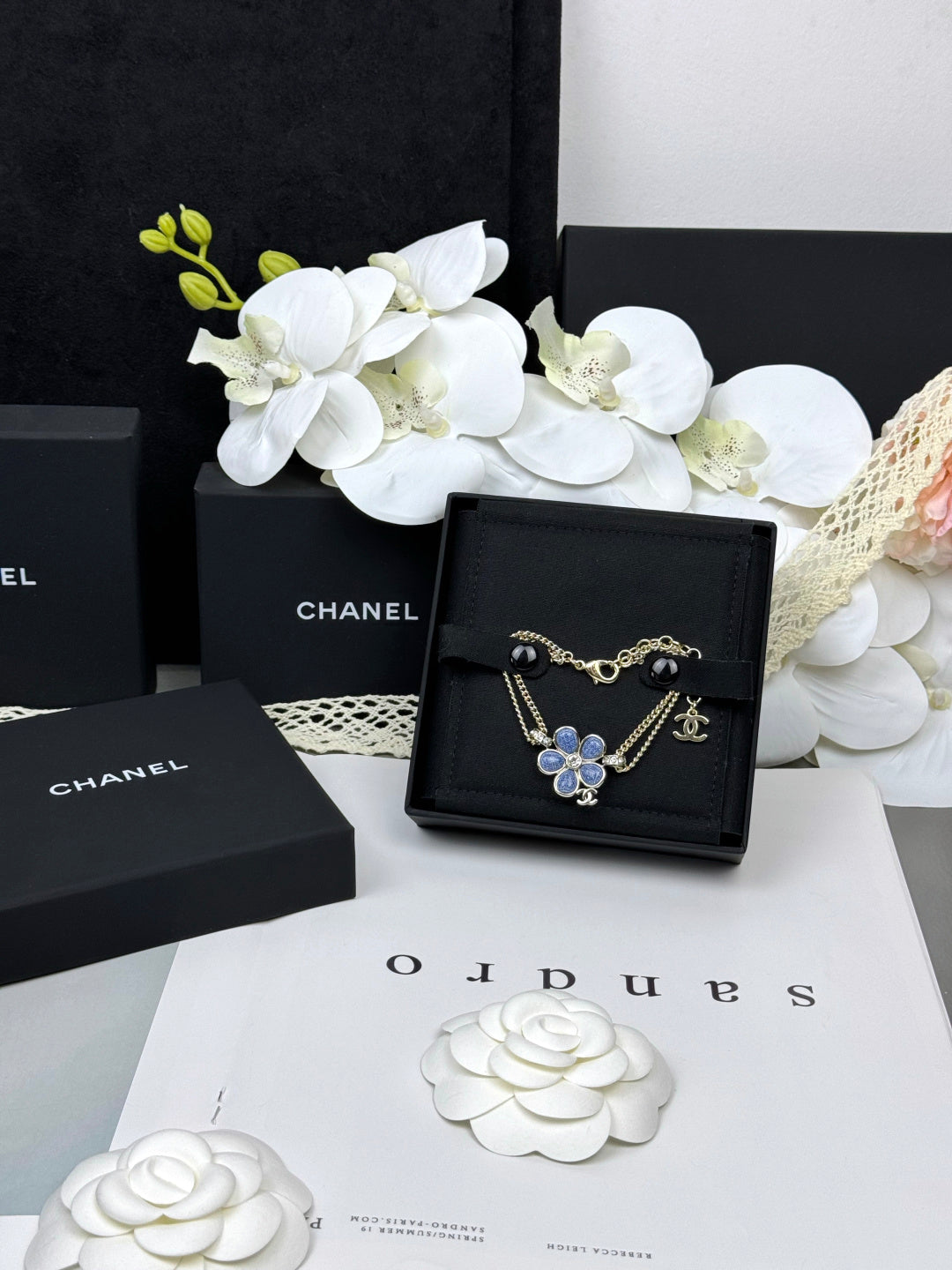 [Panda Jewelry]VOLTE New Blue Floral Double-Layer Bracelet
