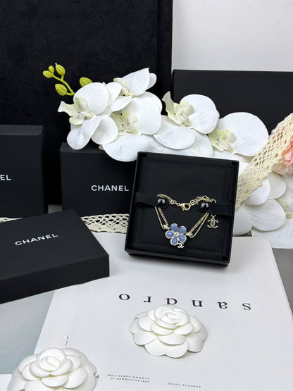 [Panda Jewelry]VOLTE New Blue Floral Double-Layer Bracelet