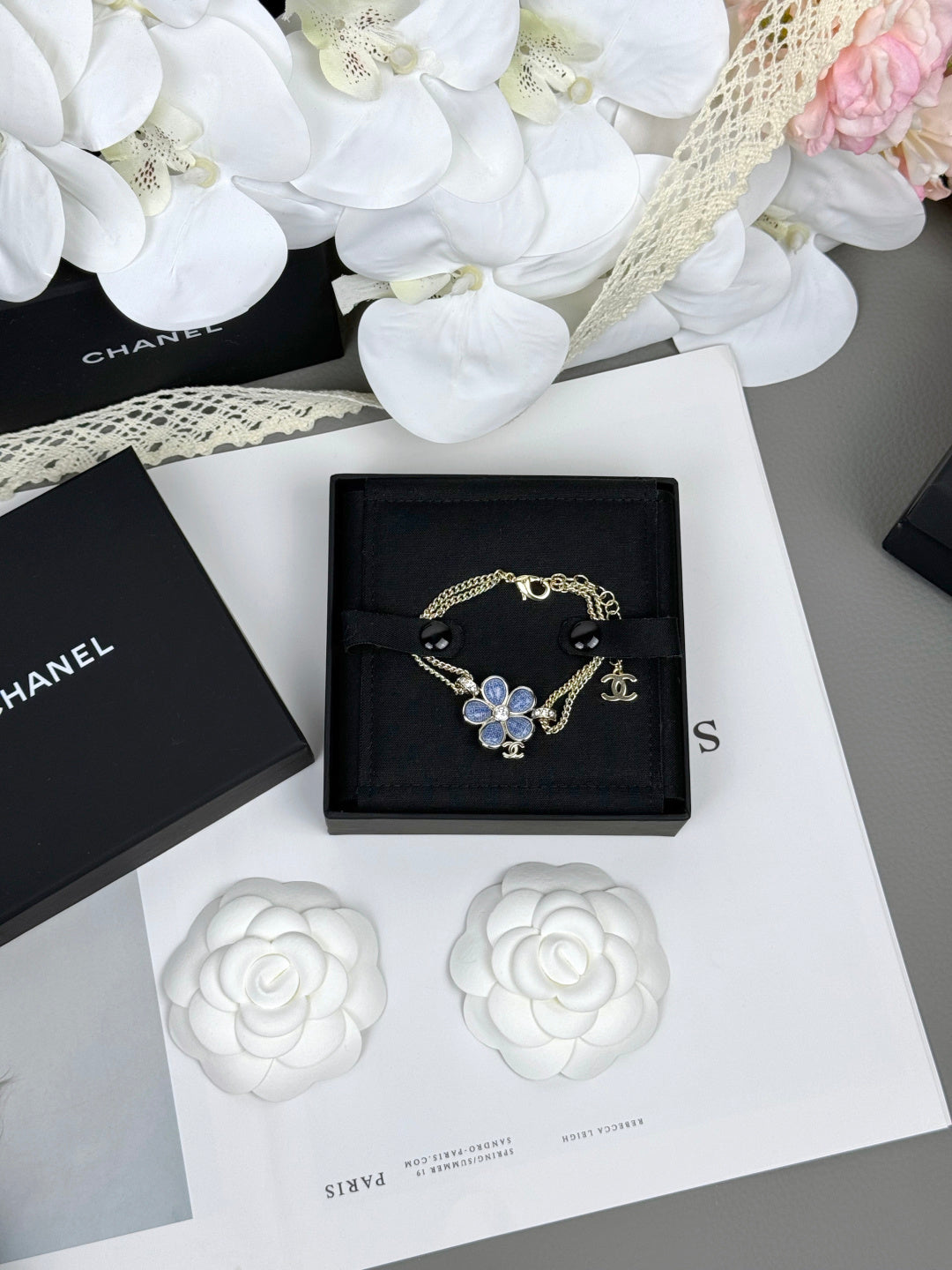 [Panda Jewelry]VOLTE New Blue Floral Double-Layer Bracelet