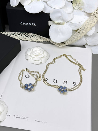 [Panda Jewelry]VOLTE New Blue Floral Double-Layer Bracelet
