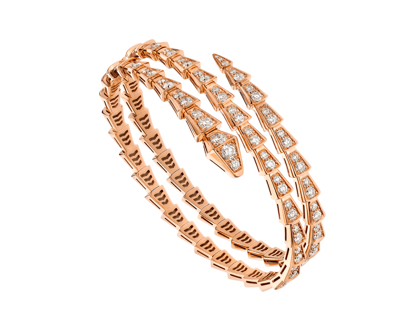 [Panda Jewelry]SERPENTI BRACELET PINK GOLD DIAMOND DOUBLE ROW