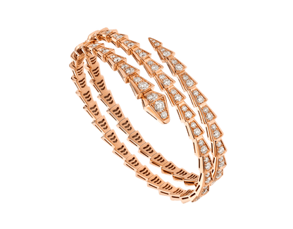[Panda Jewelry]SERPENTI BRACELET PINK GOLD DIAMOND DOUBLE ROW