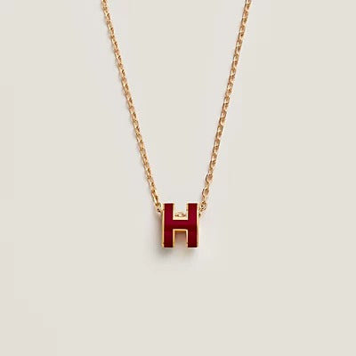[Panda Jewelry]HM CLIC RED ENAMEL GOLD NECKLACE
