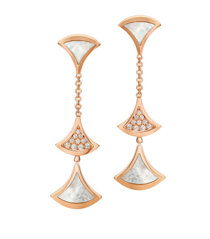[Panda Jewelry]DREAM EARRINGS 3 MOTIFS DIAMOND MOP PINK GOLD
