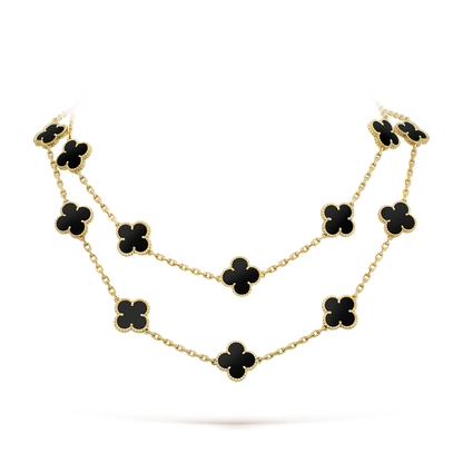 [Panda Jewelry]CLOVER 20 MOTIFS ONYX NECKLACE