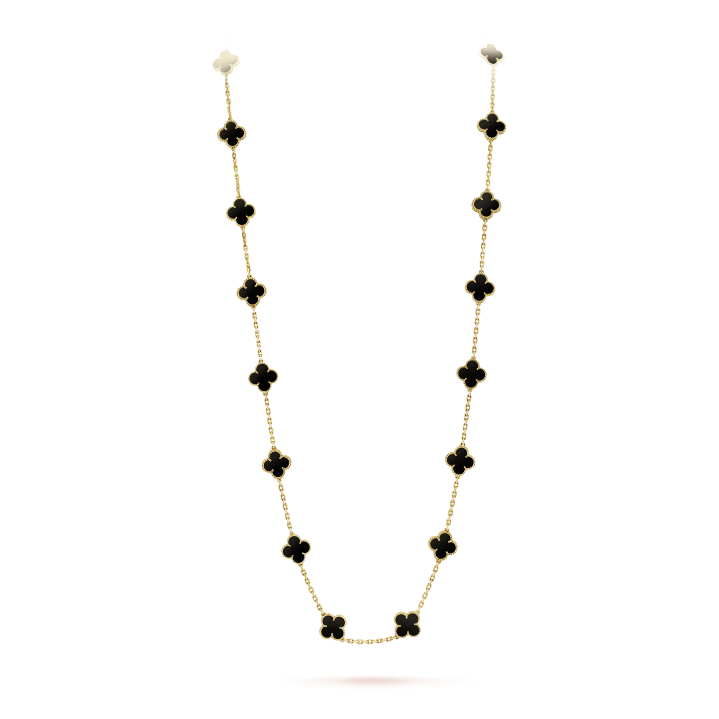 [Panda Jewelry]CLOVER 20 MOTIFS ONYX NECKLACE