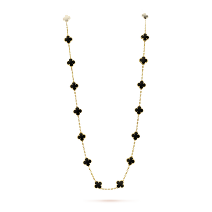 [Panda Jewelry]CLOVER 20 MOTIFS ONYX NECKLACE