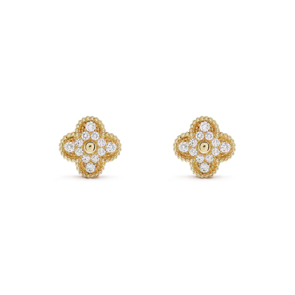 [Panda Jewelry]CLOVER MEDIUM 1 MOTIFS FUll DIAMOND EARRINGS