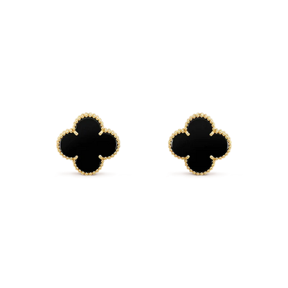 [Panda Jewelry]CLOVER MEDIUM 1 MOTIFS  ONYX STUD EARRINGS