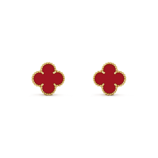 [Panda Jewelry]CLOVER MINI 9.5MM CARNELIAN EARRINGS