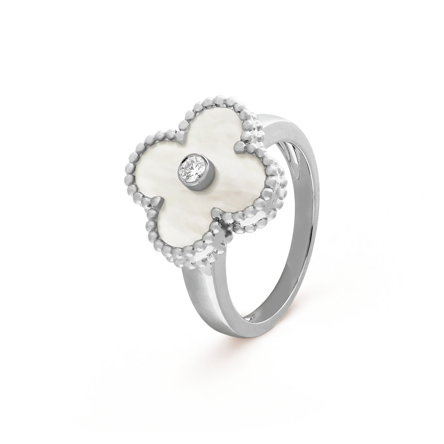 [Panda Jewelry]CLOVER SILVER MOP DIAMOND RING