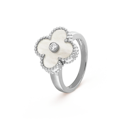 [Panda Jewelry]CLOVER SILVER MOP DIAMOND RING