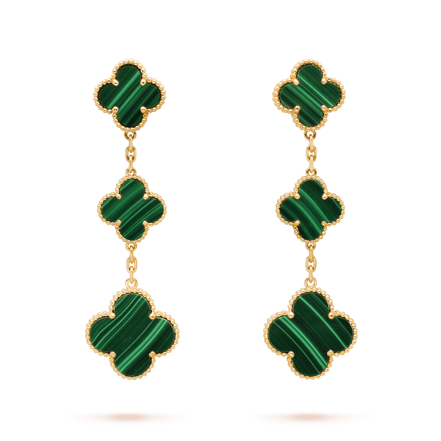 [Panda Jewelry]CLOVER MALACHITE 3 MOTIFS GOLD