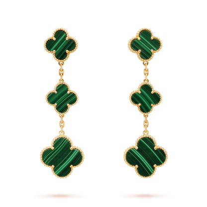 [Panda Jewelry]CLOVER MALACHITE 3 MOTIFS GOLD