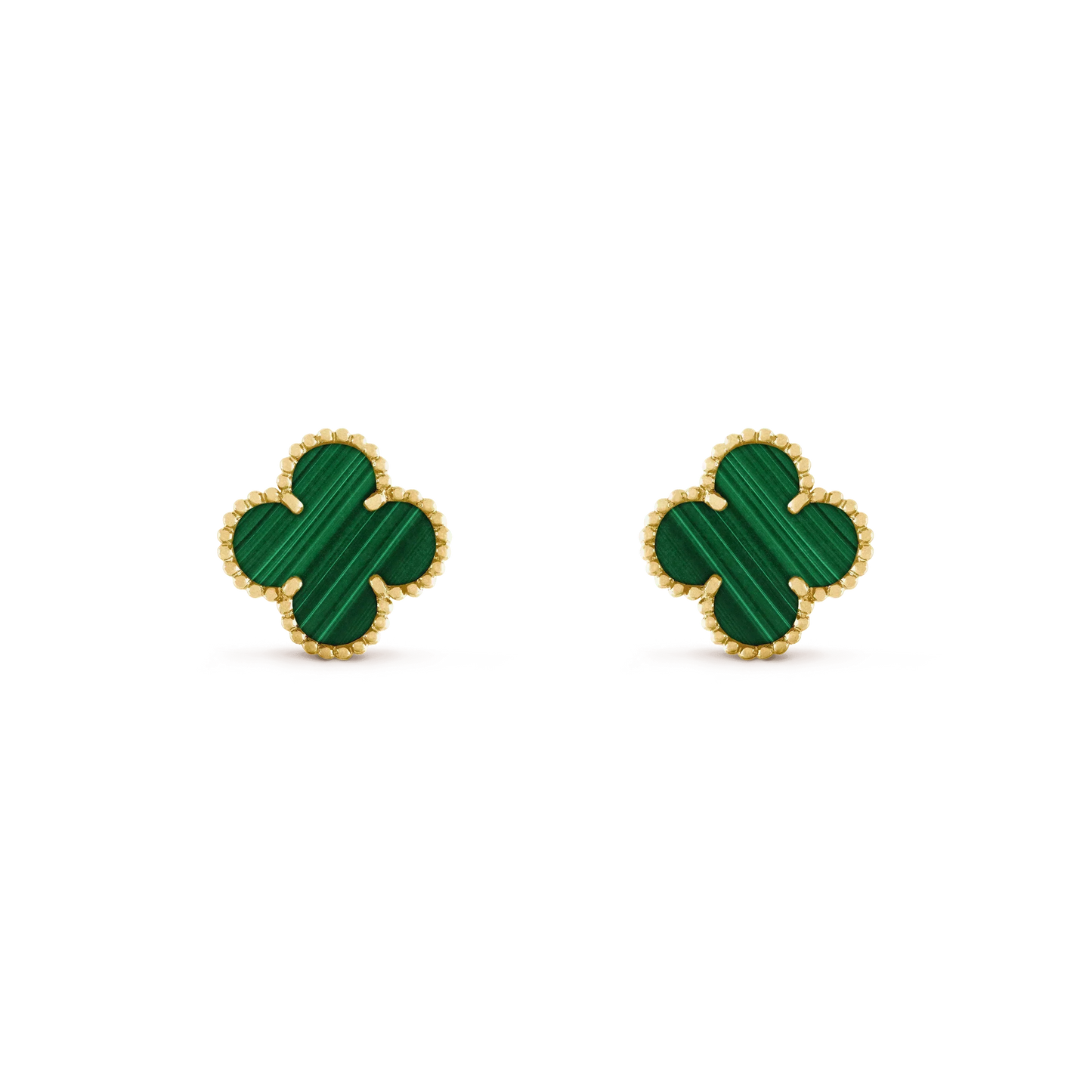 [Panda Jewelry]CLOVER MEDIUM 1 MOTIFS MALACHITE  EARRINGS