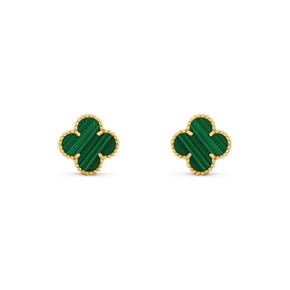 [Panda Jewelry]CLOVER MEDIUM 1 MOTIFS MALACHITE  EARRINGS