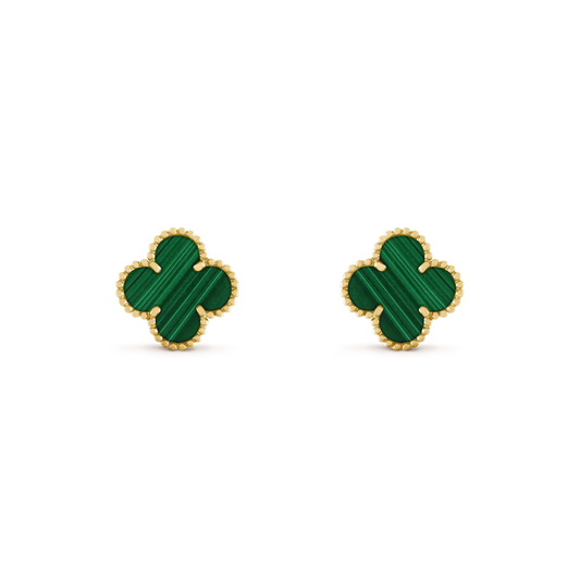 [Panda Jewelry]CLOVER MEDIUM 1 MOTIFS MALACHITE  EARRINGS