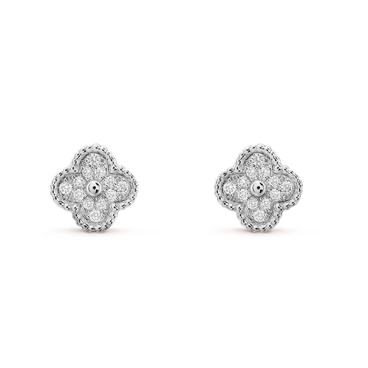 [Panda Jewelry]CLOVER MINI DIAMOND STUD EARRINGS