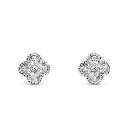 [Panda Jewelry]CLOVER MINI DIAMOND STUD EARRINGS