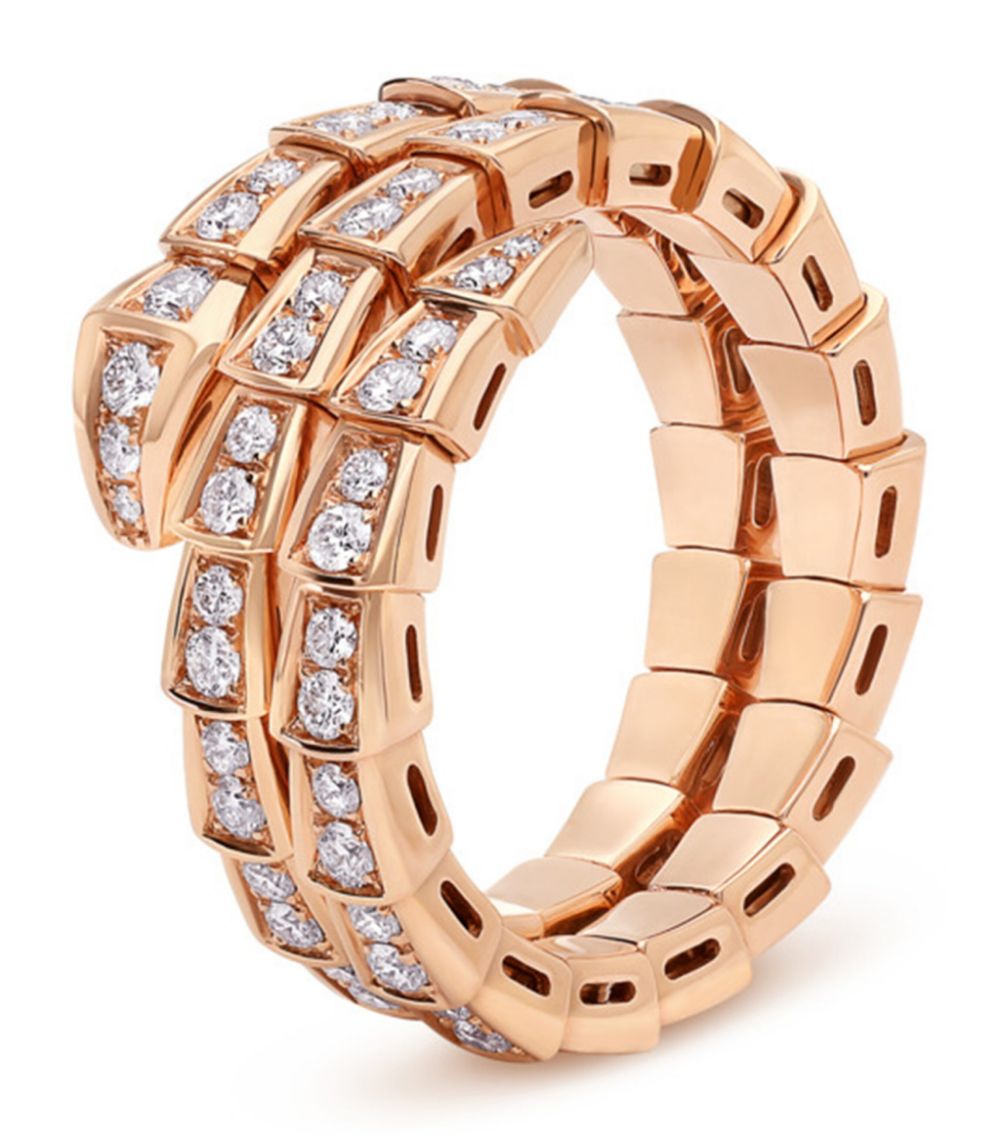[Panda Jewelry]SERPENTI RING PINK GOLD DIAMOND DOUBLE ROW