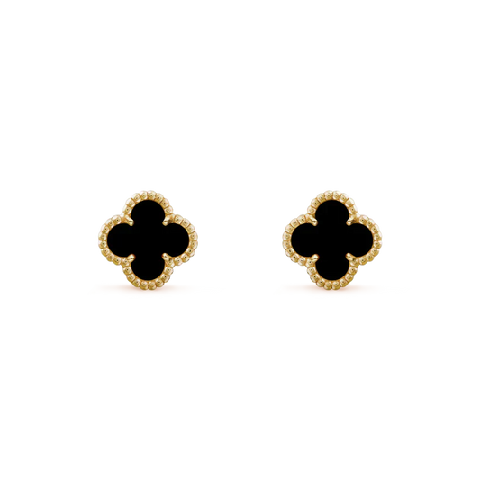 [Panda Jewelry]CLOVER MINI 9.5MM BLACK MOP EARRINGS