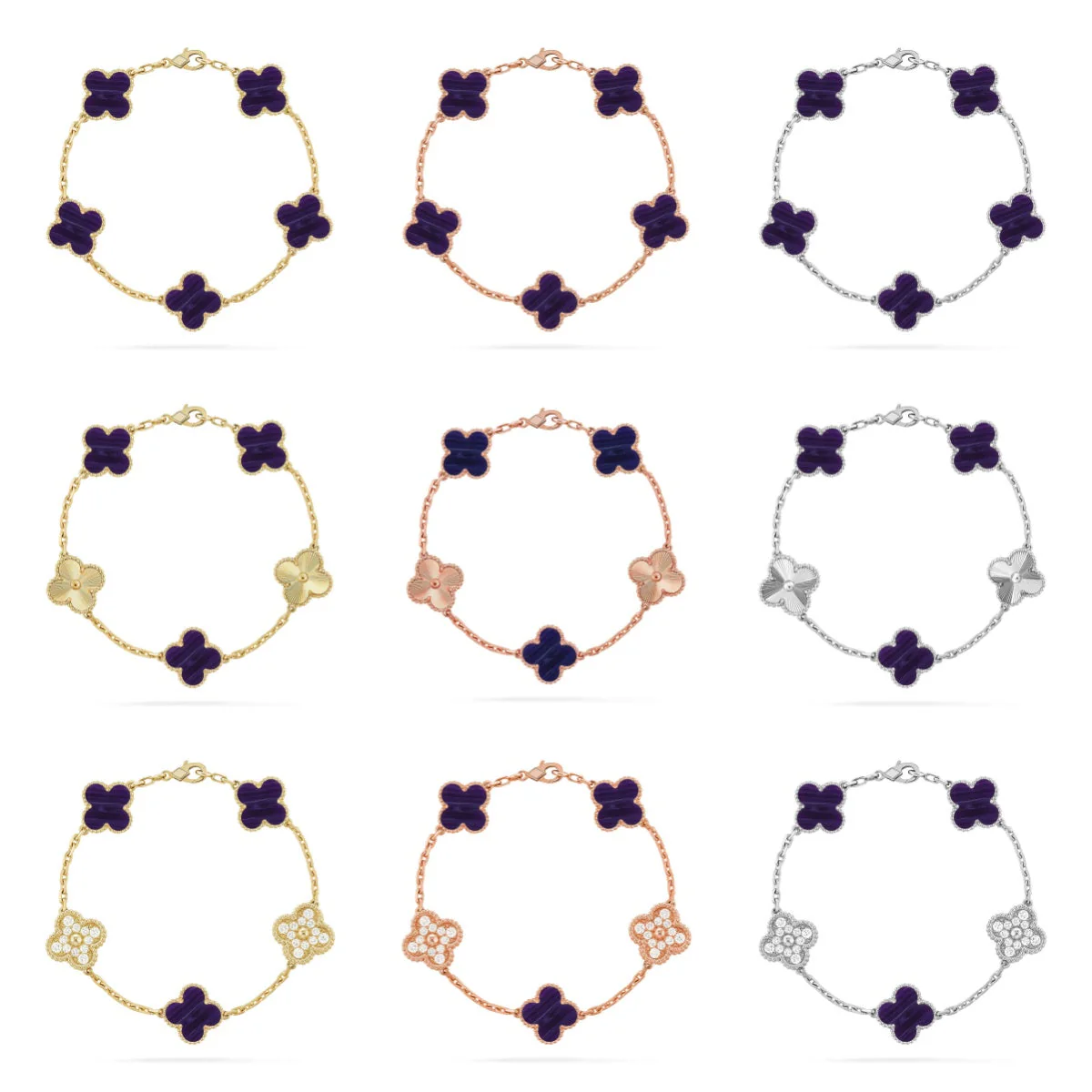 [Panda Jewelry]CLOVER 5 MOTIF PURPLE STRIPES BRACELET COLLECTION