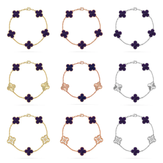 [Panda Jewelry]CLOVER 5 MOTIF PURPLE STRIPES BRACELET COLLECTION