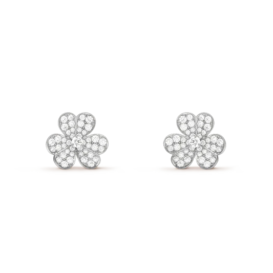 [Panda Jewelry]CLOVER COMOS DIAMOND EARRINGS SILVER