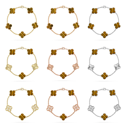 [Panda Jewelry] CLOVER 5 MOTIFS TIGER EYE BRACELET COLLECTION
