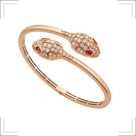 [Panda Jewelry]SERPENTI BRACELET PINK GOLD DIAMOND DOUBLE SNAKE
