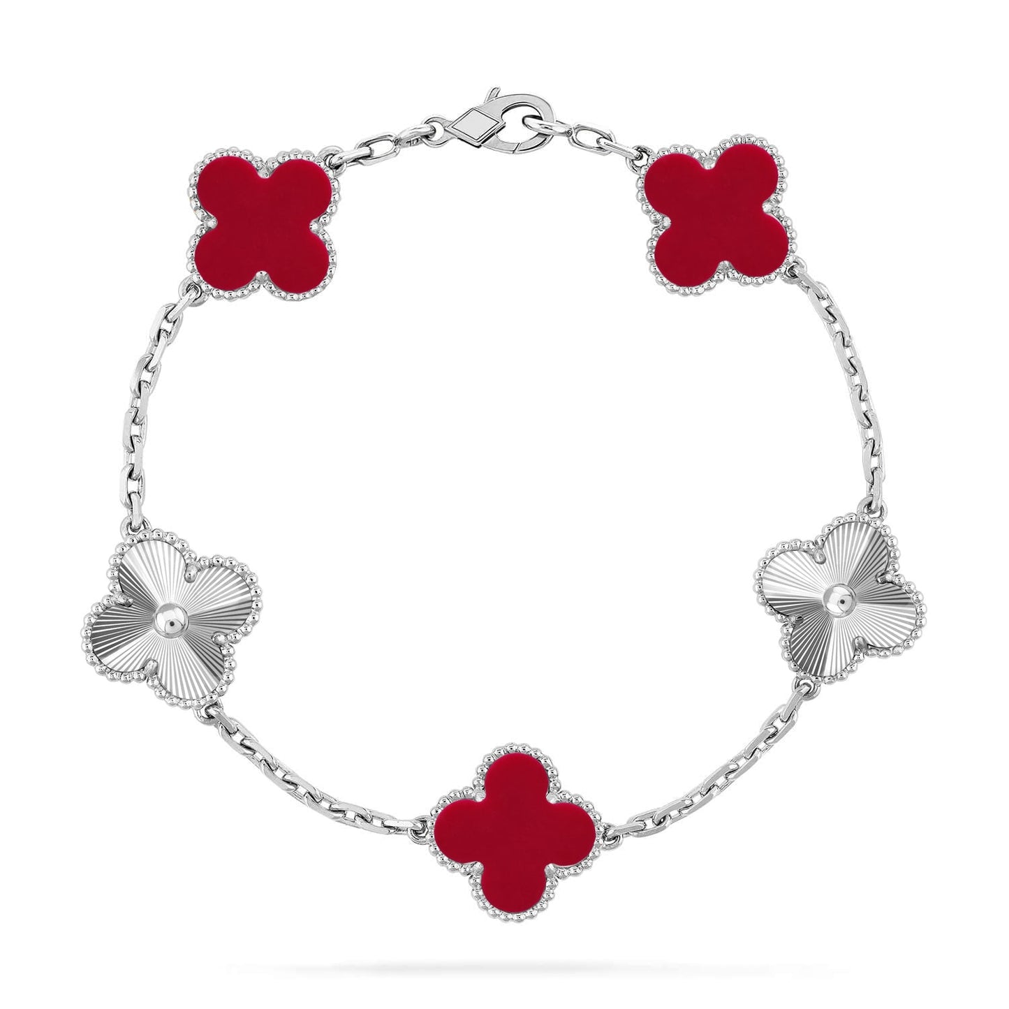 [Panda Jewelry] CLOVER 5 MOTIF RED CORNELIAN BRACELET COLLECTION