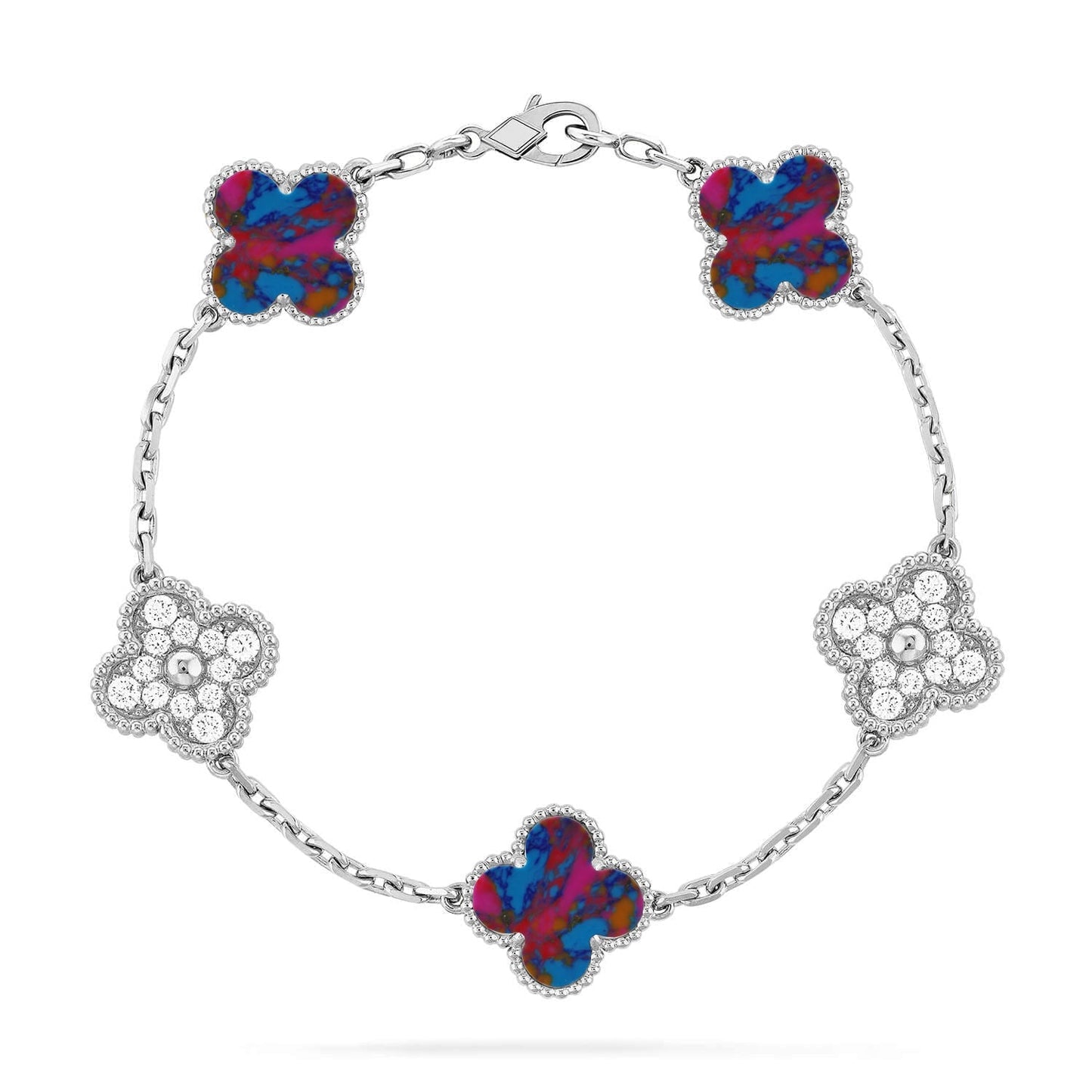 [Panda Jewelry]CLOVER 5 MOTIF COLOR GEMSTONES BRACELET COLLECTION