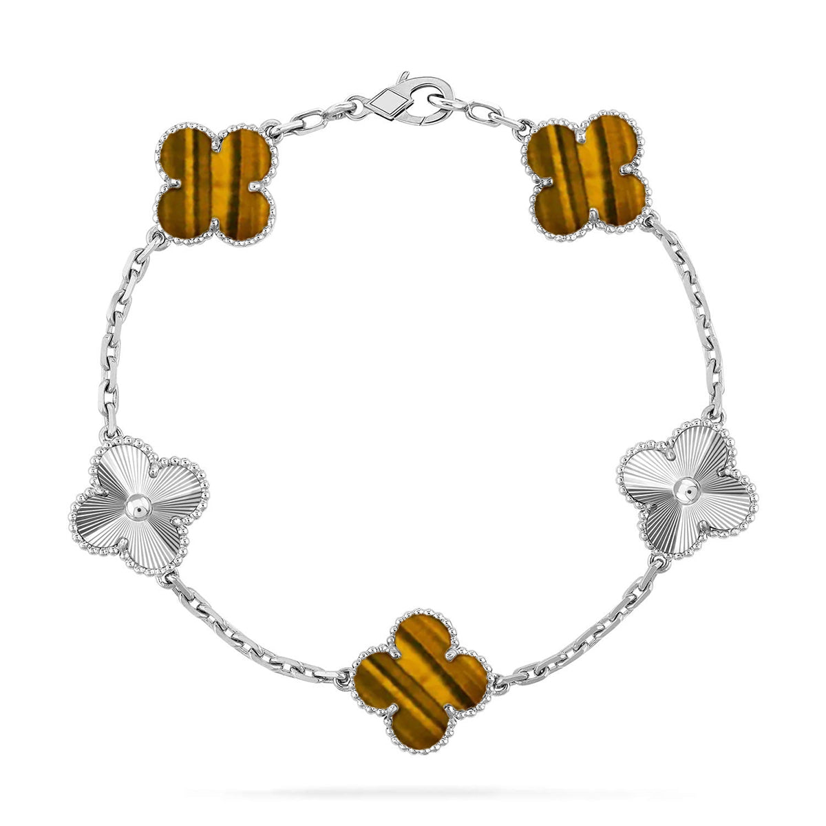 [Panda Jewelry] CLOVER 5 MOTIFS TIGER EYE BRACELET COLLECTION