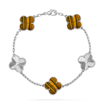 [Panda Jewelry] CLOVER 5 MOTIFS TIGER EYE BRACELET COLLECTION