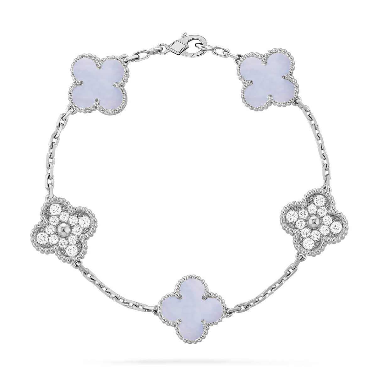 [Panda Jewelry] CLOVER 5 MOTIF PURPLE CHALCEDONY BRACELET COLLECTION