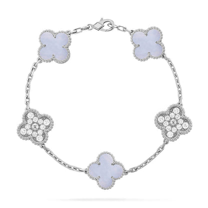 [Panda Jewelry] CLOVER 5 MOTIF PURPLE CHALCEDONY BRACELET COLLECTION
