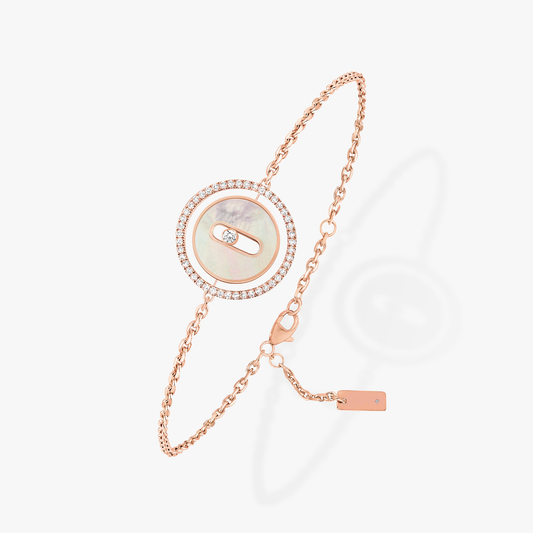 [Panda Jewelry]LUCKY MOVE WHITE MOTHER OF PEARL PINK GOLD DIAMOND BRACELET