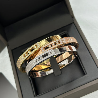 [Panda Jewelry]Move Noa Rose Gold Pav茅 Diamond Bangle Bracelet