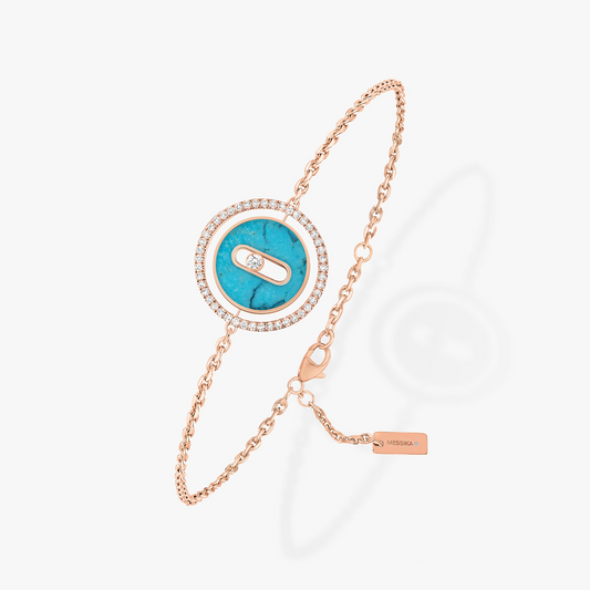 [Panda Jewelry]LUCKY MOVE TURQUOISE PINK GOLD DIAMOND BRACELET