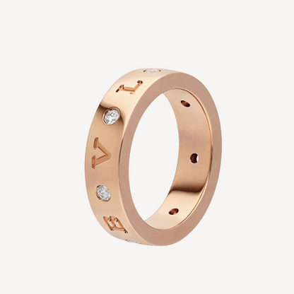 [Panda Jewelry]ZERO 1 ESSENTIAL PINK GOLD BAND WITH DIAMONDS RING