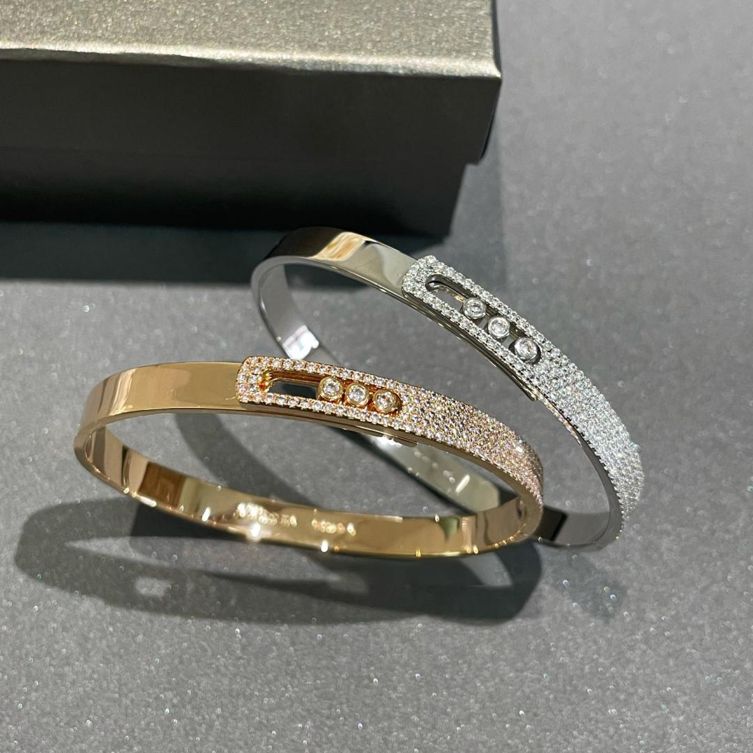[Panda Jewelry]Move Noa Rose Gold Pav茅 Diamond Bangle Bracelet