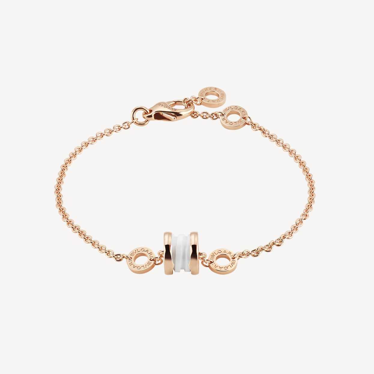 [Panda Jewelry]ZERO 1 SOFT PINK GOLD AND WHITE CERAMIC BRACELET