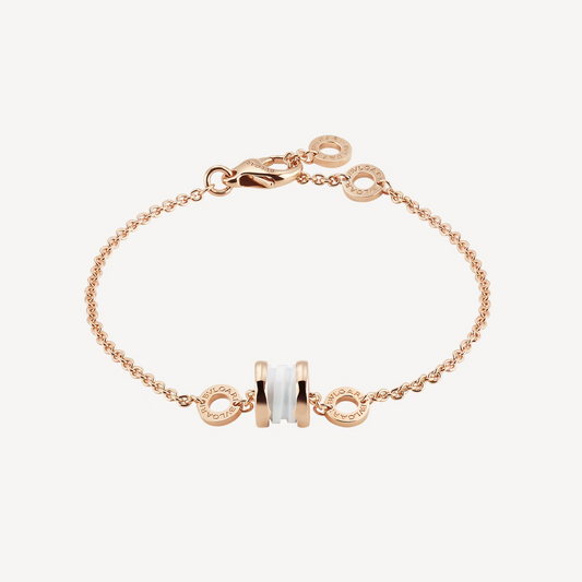 [Panda Jewelry]ZERO 1 SOFT PINK GOLD AND WHITE CERAMIC BRACELET