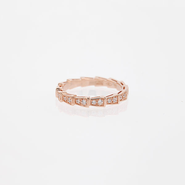 [Panda Jewelry]SERPENTI RING PINK GOLD DIAMOND PAVED 3MM