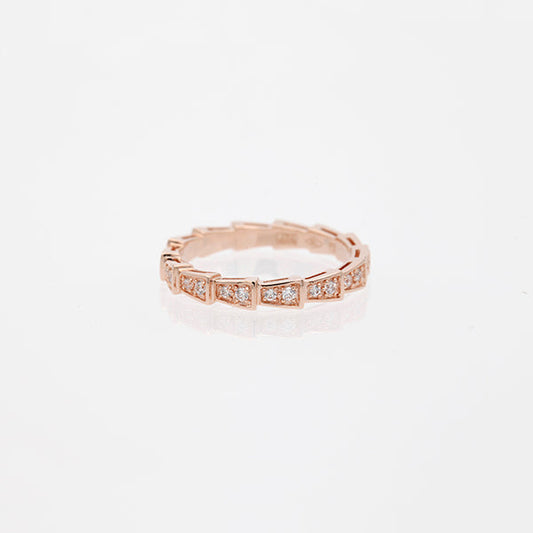 [Panda Jewelry]SERPENTI RING PINK GOLD DIAMOND PAVED 3MM